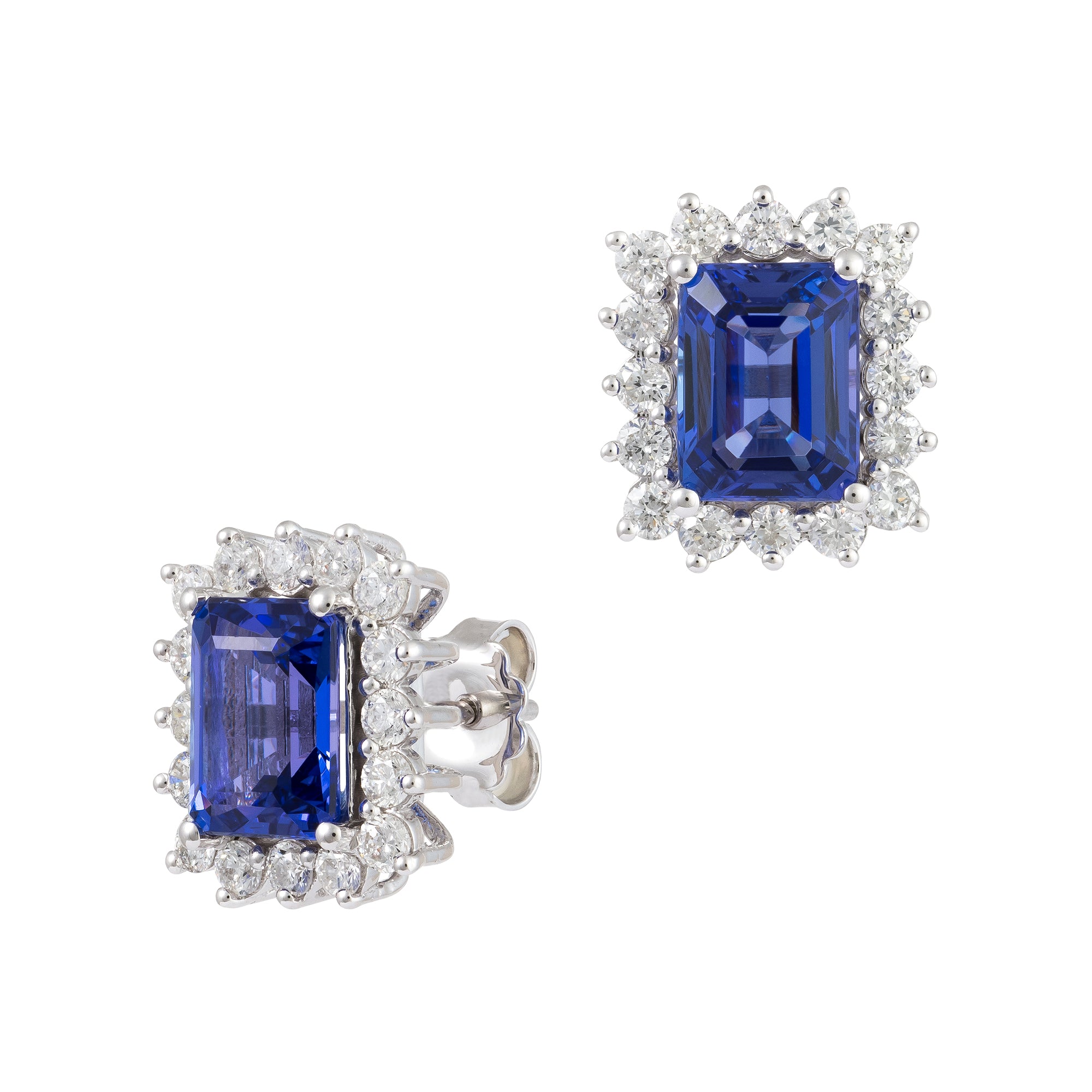 Rectangular Tanzanite Earrings 4.37cts