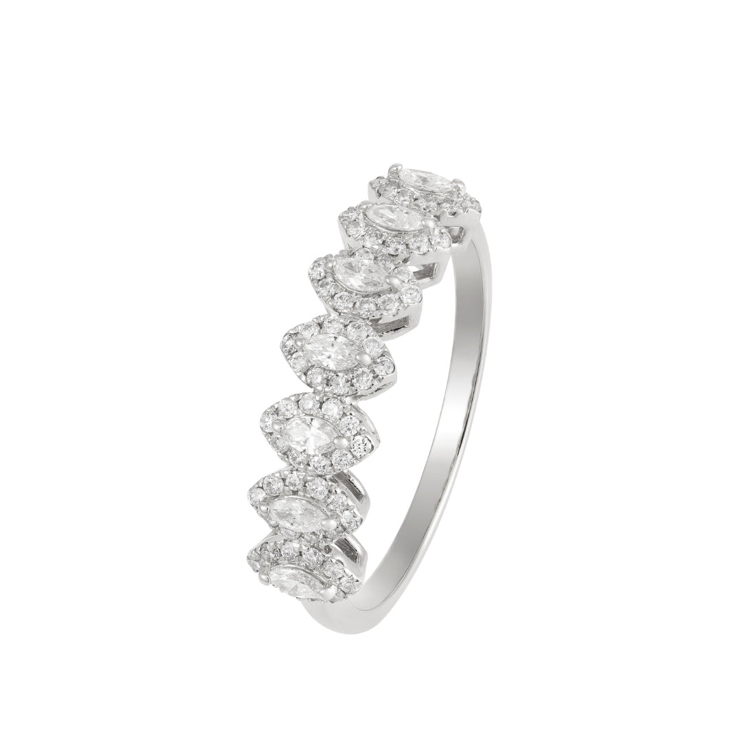 Navette and Brilliant Diamond Ring 0.54cts