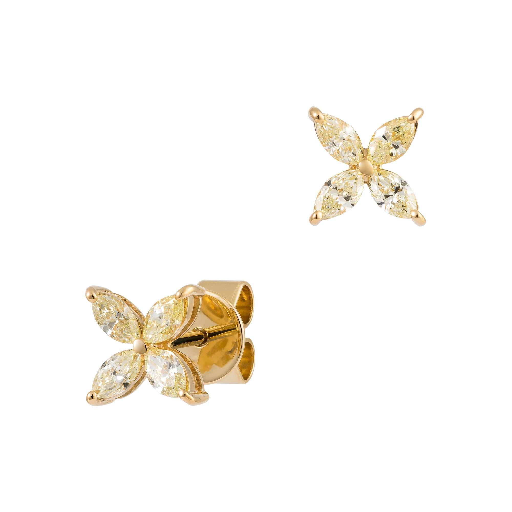Fancy Yellow Flower Earrings 0.56cts