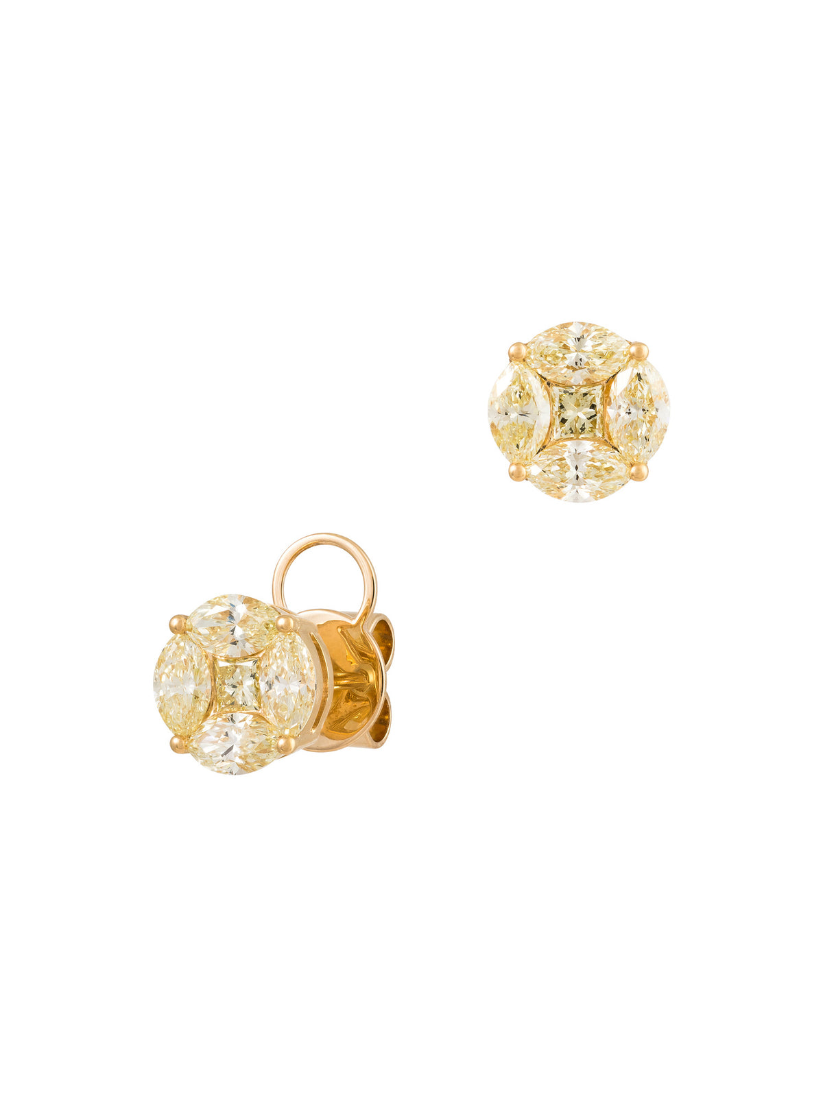 Brinco Cushion M com Ouro Amarelo e Diamantes Fancy Yellow