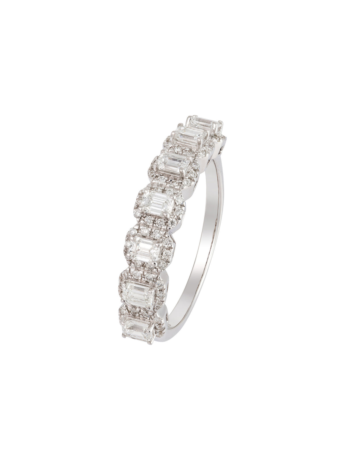 Anel Baguete Illusion em Ouro Branco com Diamantes