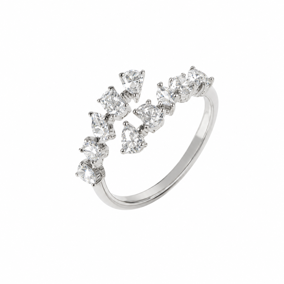 Anel Mixed em Ouro Branco com Diamantes