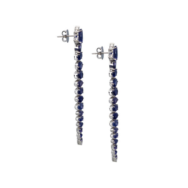 Long Drop Earrings with Iolites and Diamonds