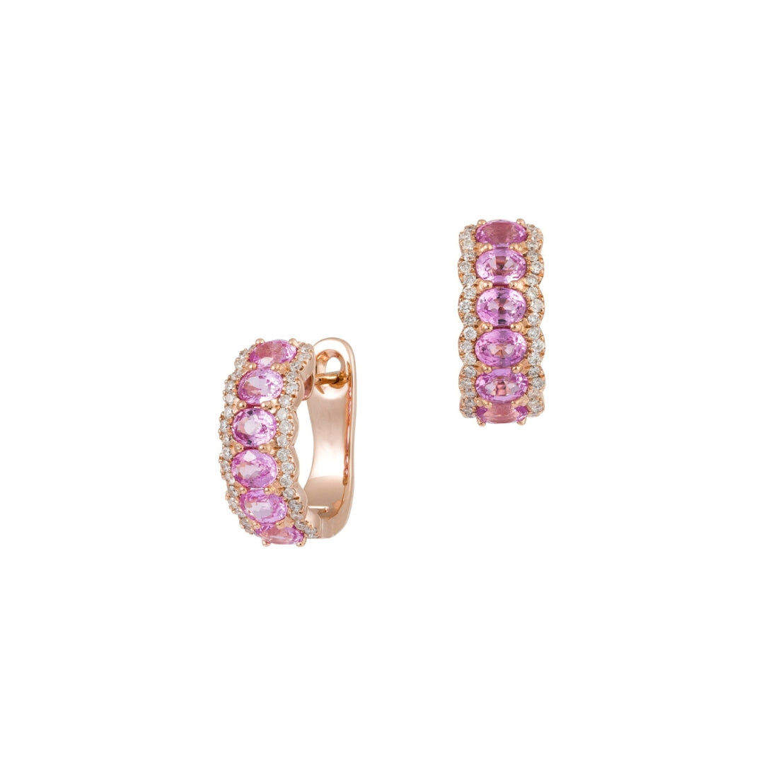 Pink Sapphire Hoop Earrings