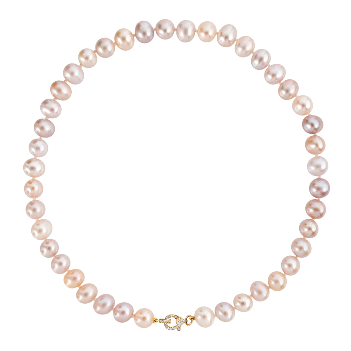 Colar Pérolas com Fecho de Diamantes