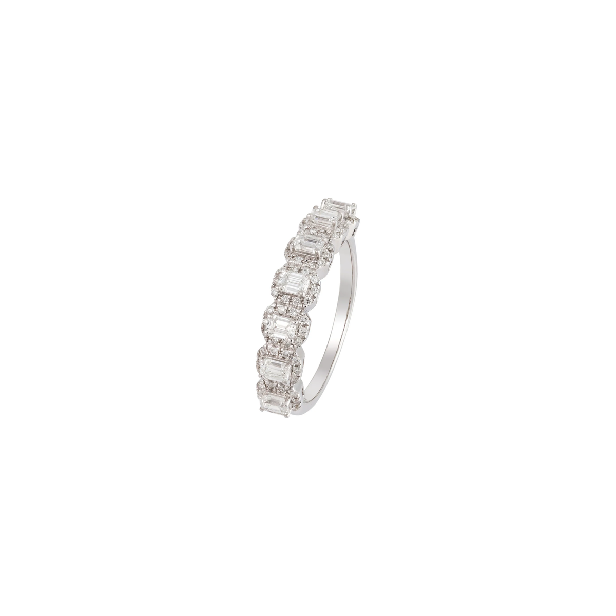 Anel Baguete Illusion em Ouro Branco com Diamantes