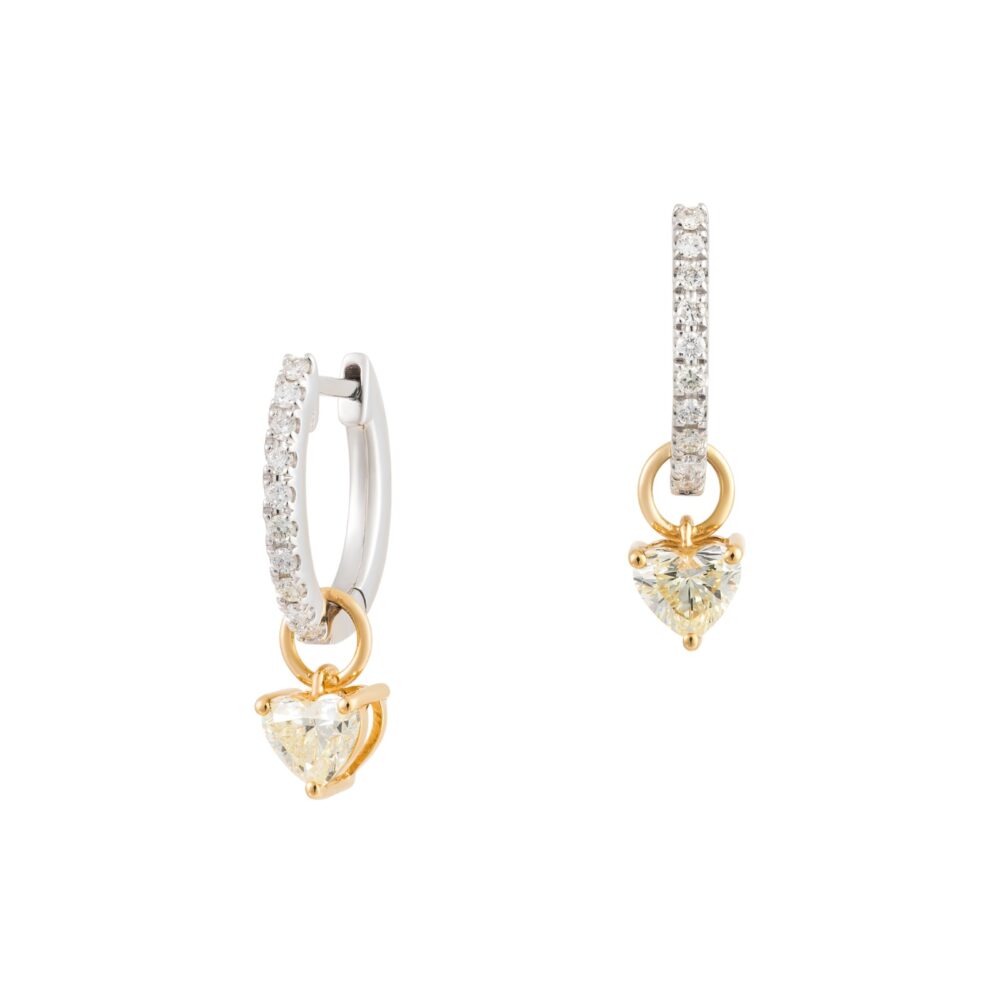 Fancy Yellow Heart Hoop Earring