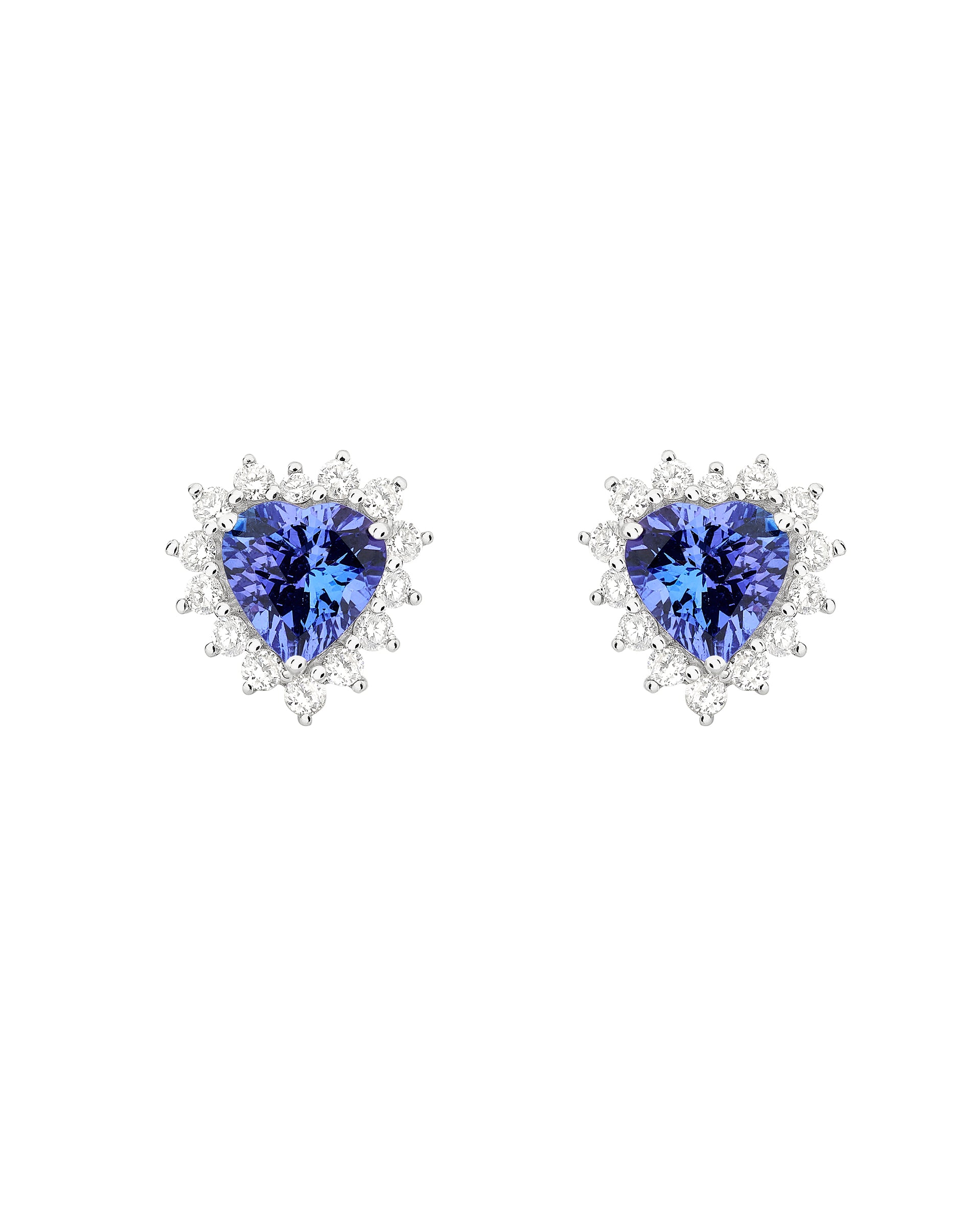 Tanzanite and Diamond Heart Earrings