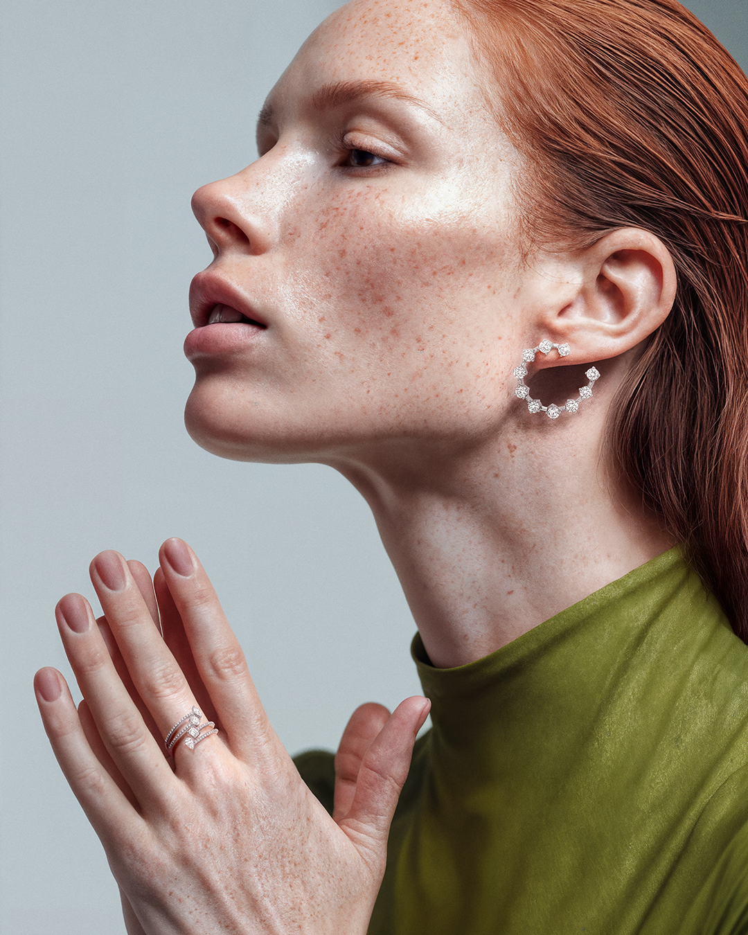 Inverse Hoop Earrings with Diamonds