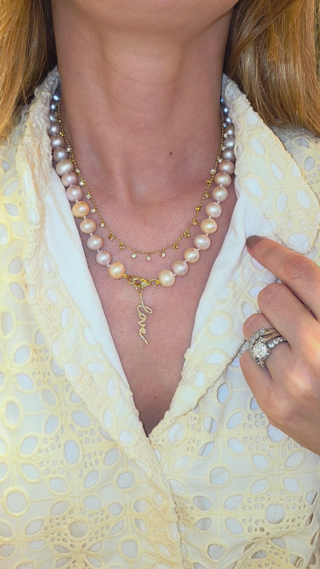 Colar Pérolas com Fecho de Diamantes