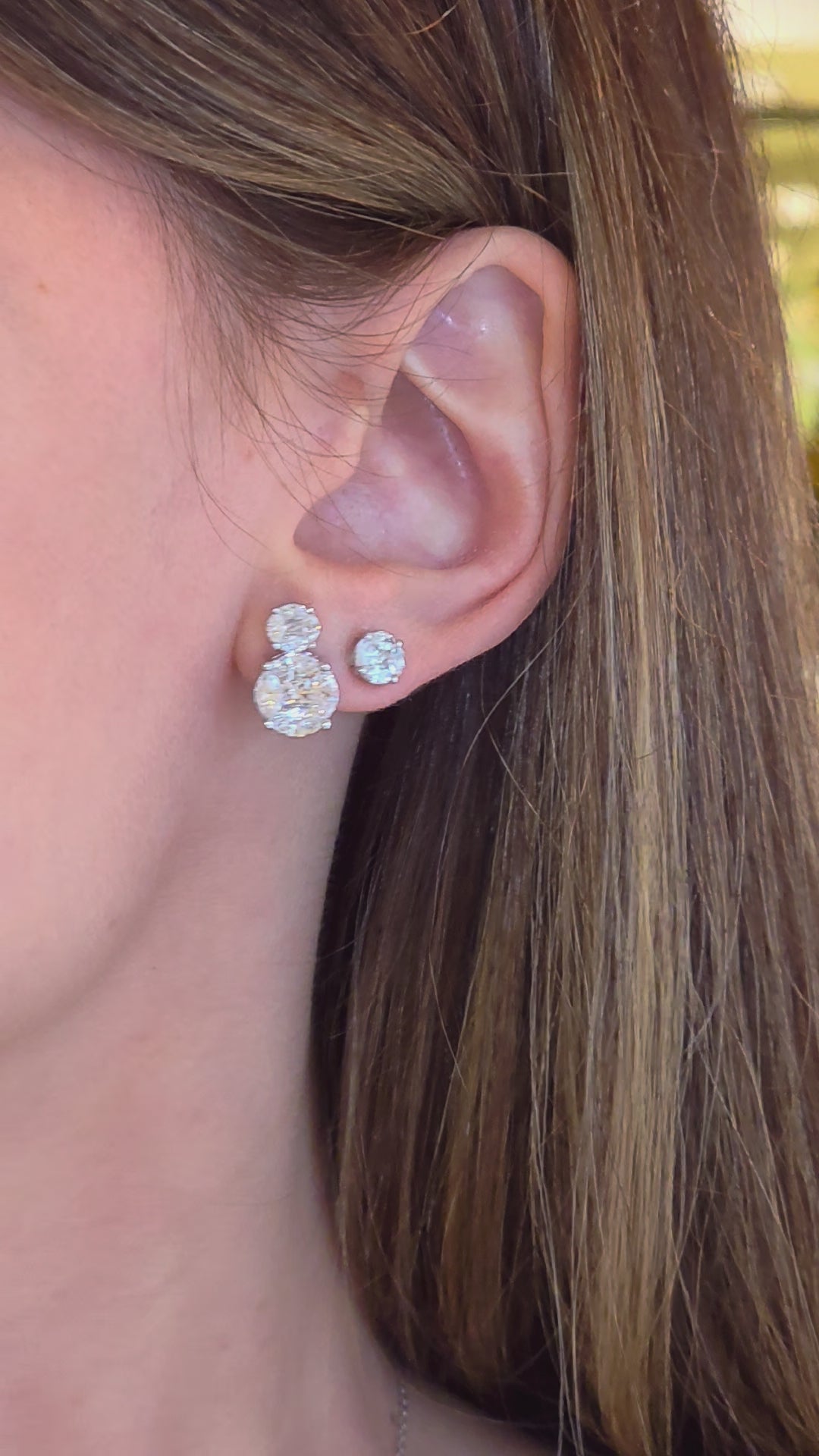 Brinco Solitário Duplo Diamantes 2.52cts