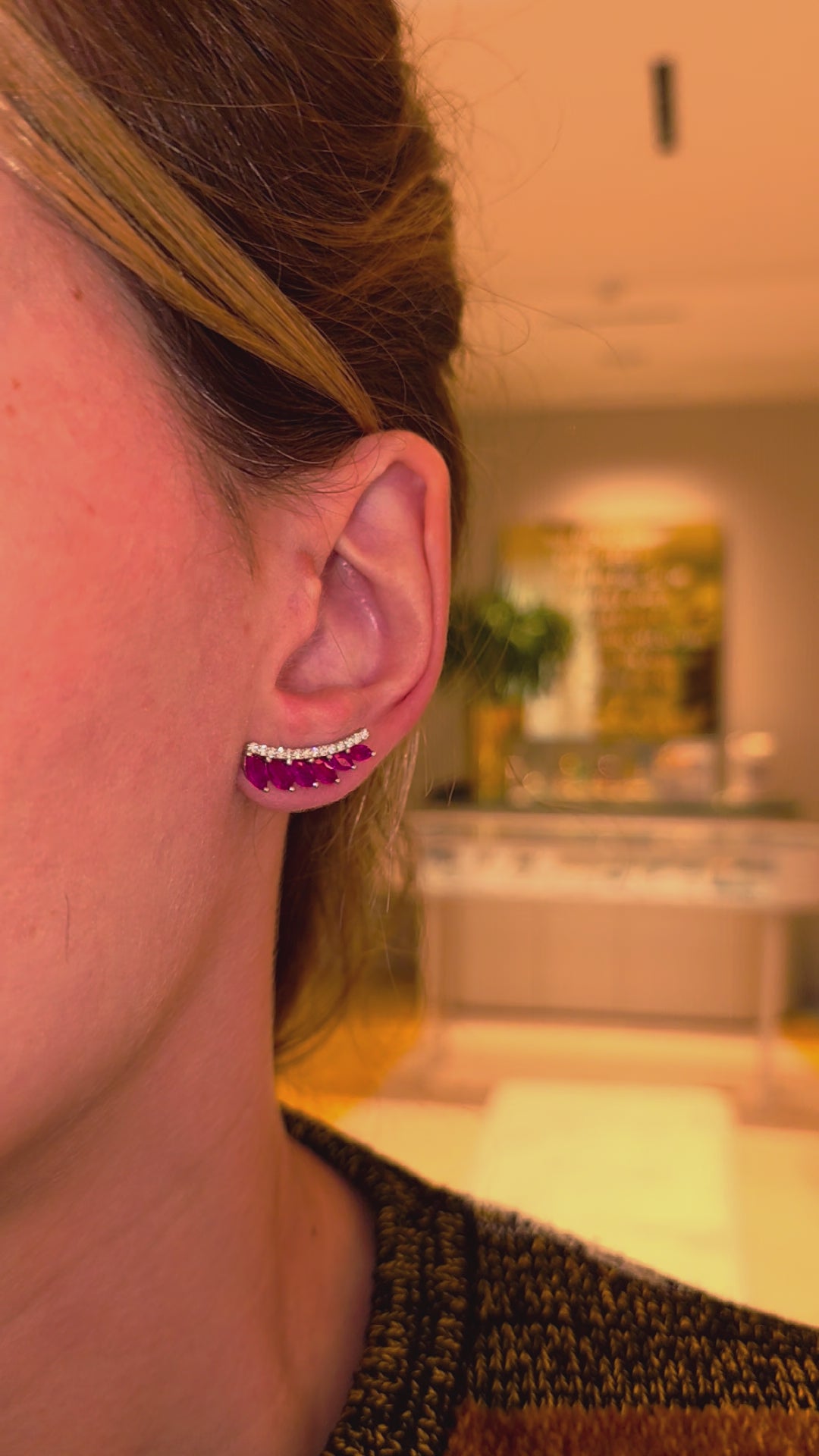 Ruby 3ct Ear Cuff Earring