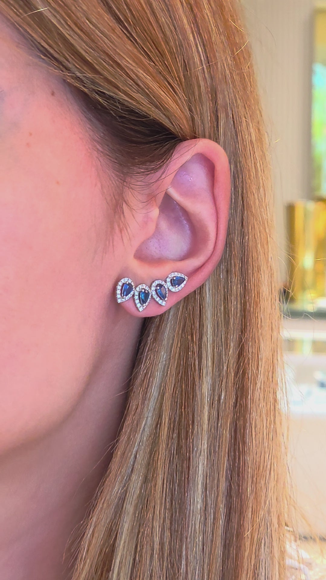 Blue Sapphire Ear Cuff Earrings 1.80cts