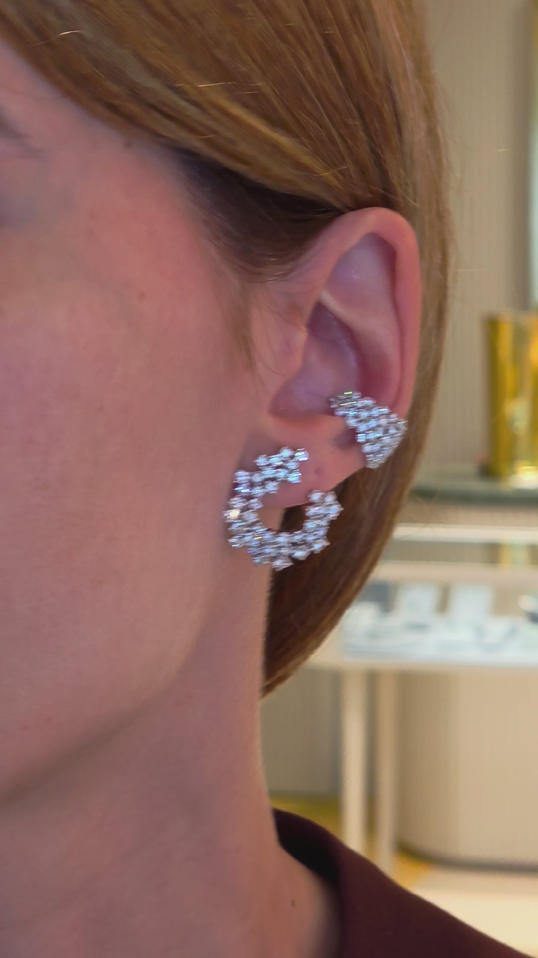 Inverse Hoop Earrings with Diamonds