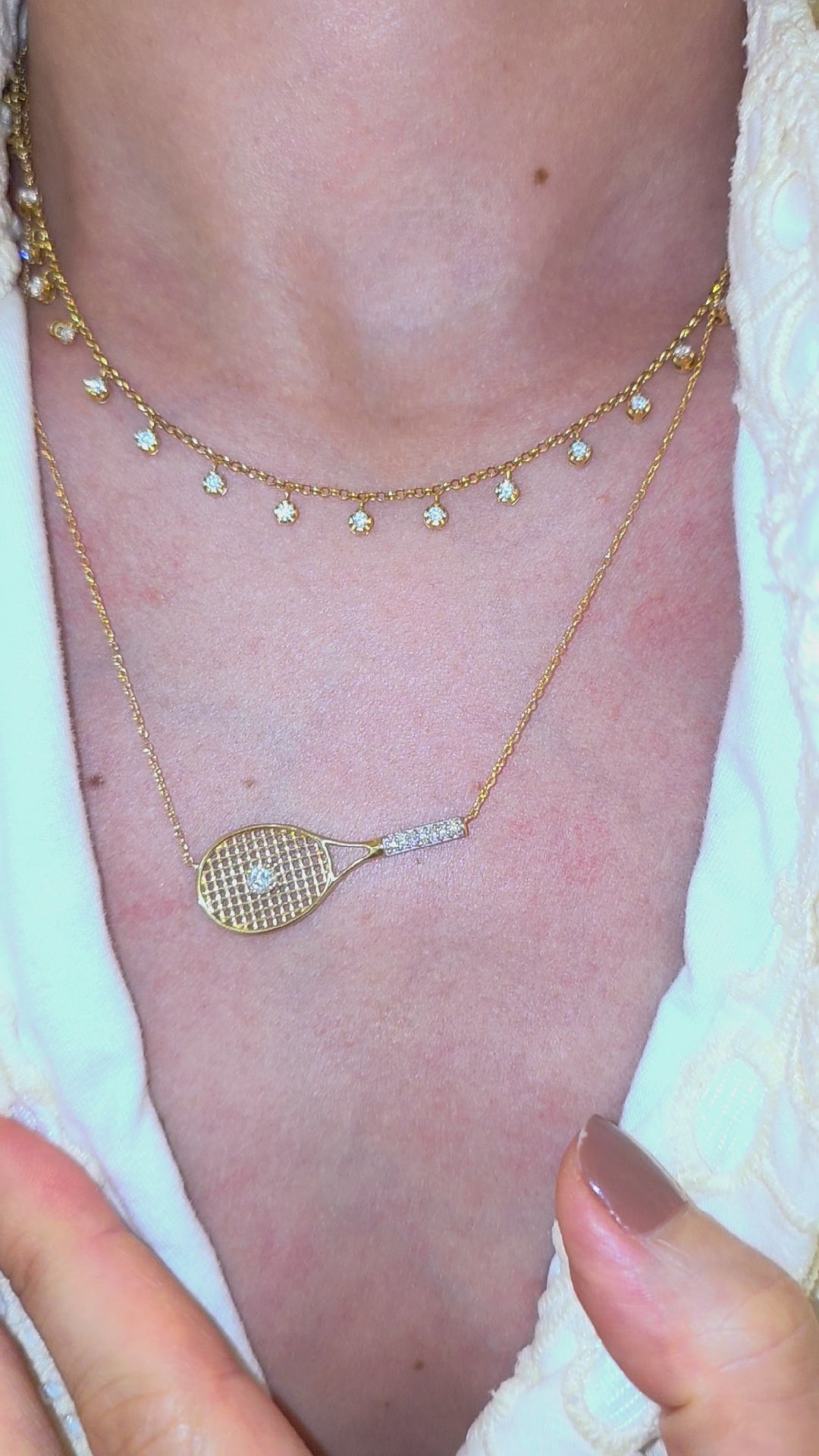 Colar Raquete com Diamantes 0.28cts