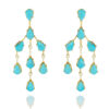 Brinco Longo Turquesa e Diamantes