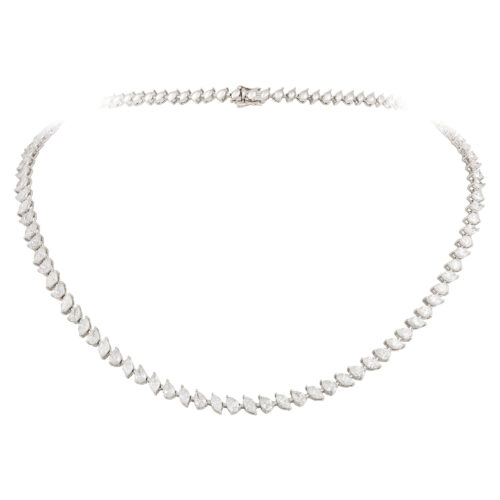Colar Riviera com Diamantes em Gotas e Navetes 13.06cts