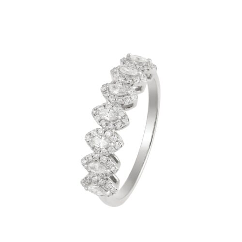 Anel Navetes e Brilhantes Diamantes 0.54cts