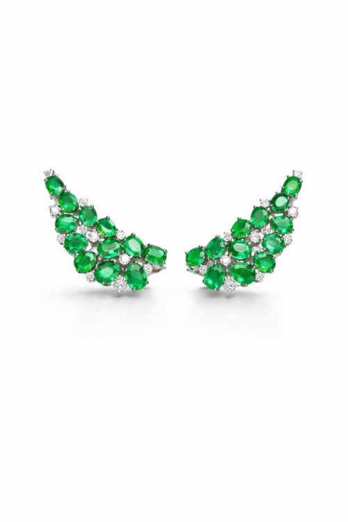 Ear Cuff em Esmeraldas e Diamantes